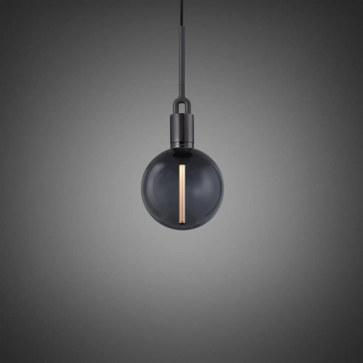 Suspension globe en verre soufflé fumé ou opale, câble 300 cm, gris