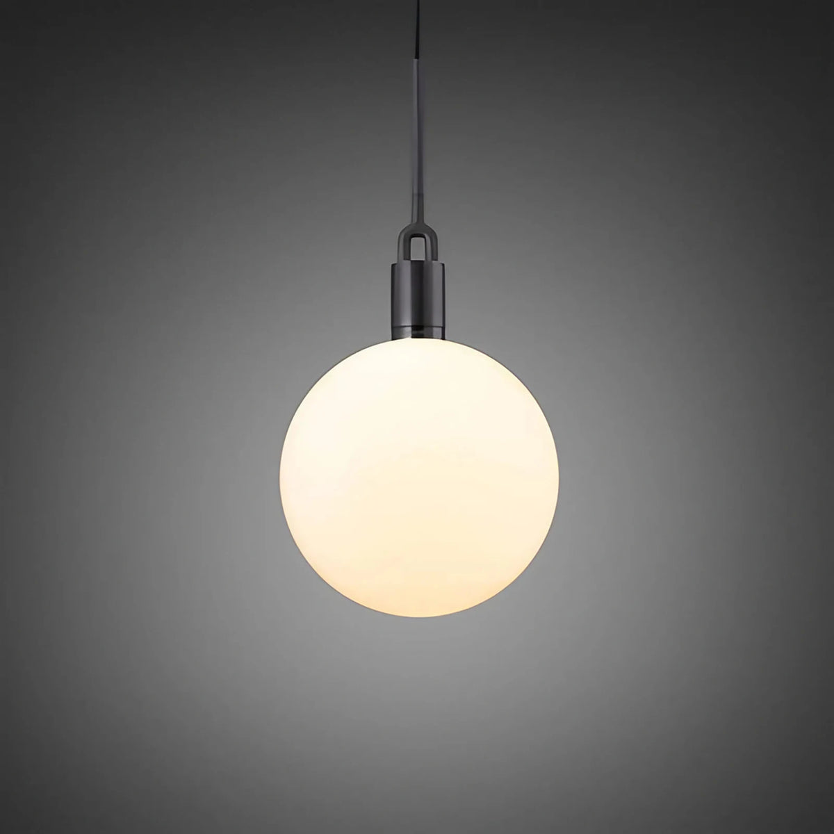 Suspension globe en verre soufflé fumé ou opale, câble 300 cm, gris