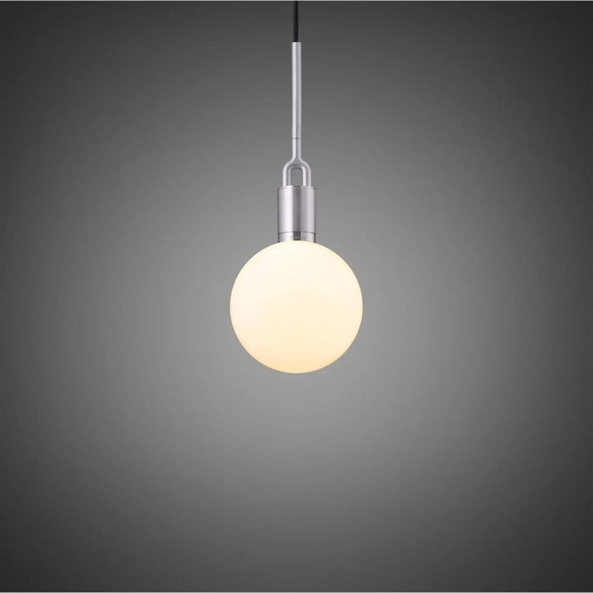 Suspension globe en verre soufflé fumé ou opale, câble 300 cm, argenté