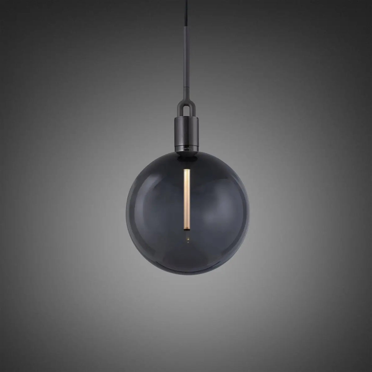 Suspension globe en verre soufflé fumé ou opale, câble 300 cm, gris