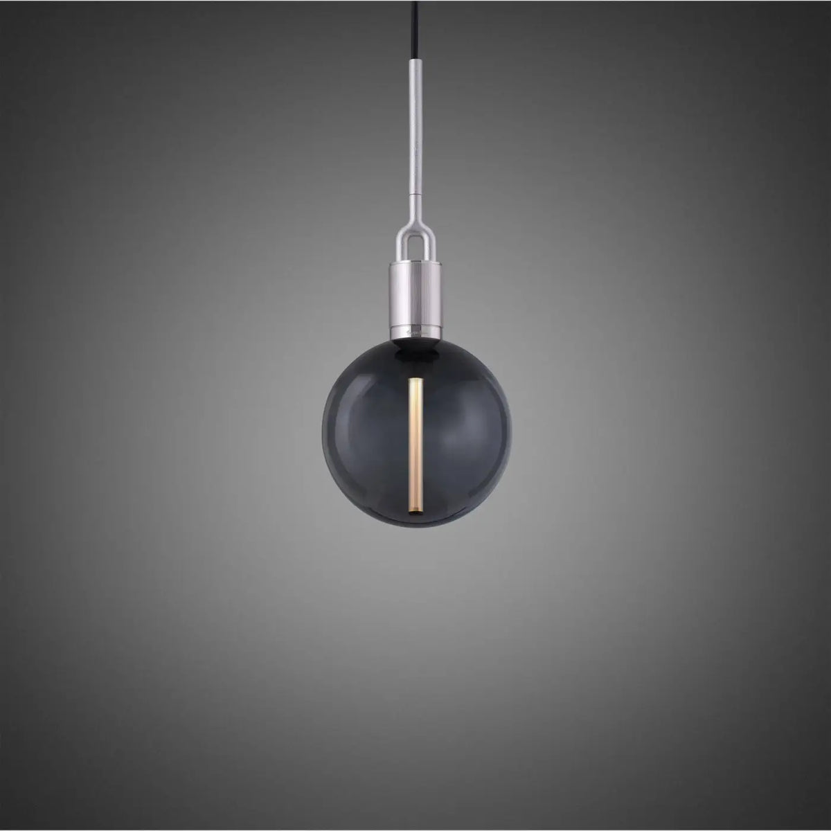 Suspension globe en verre soufflé fumé ou opale, câble 300 cm, argenté