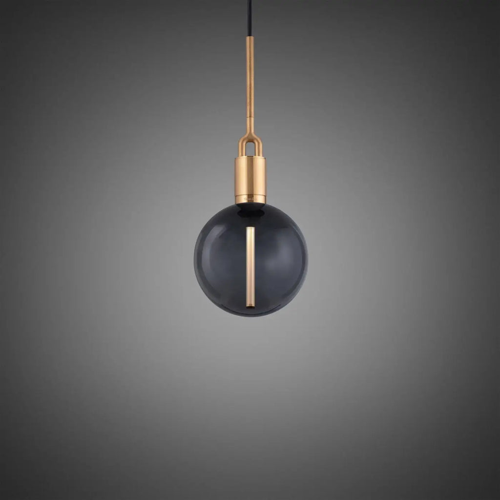 Suspension globe en verre soufflé fumé ou opale, câble 300 cm, doré