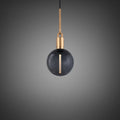 Suspension globe en verre soufflé fumé ou opale, câble 300 cm, doré