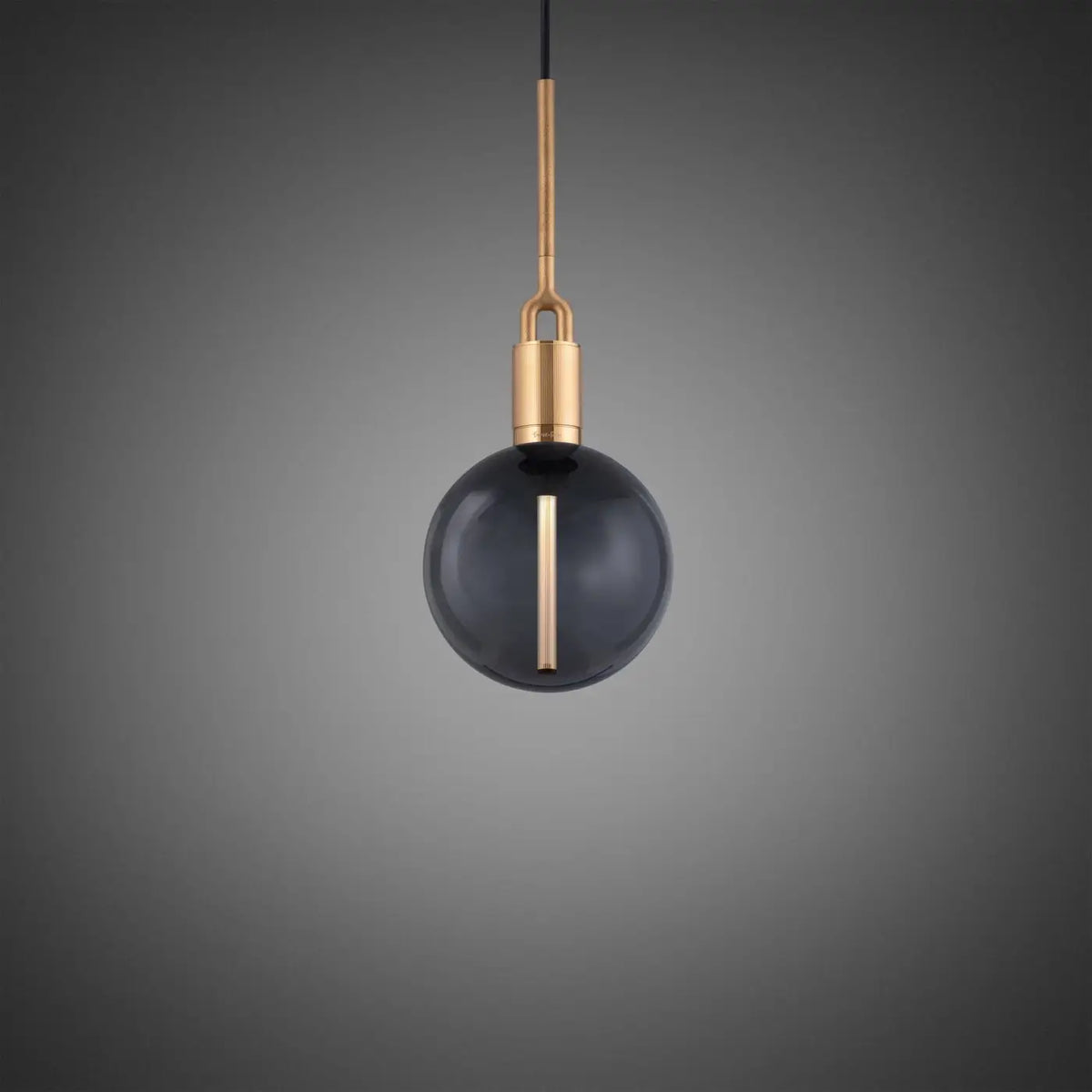 Suspension globe en verre soufflé fumé ou opale, câble 300 cm, doré