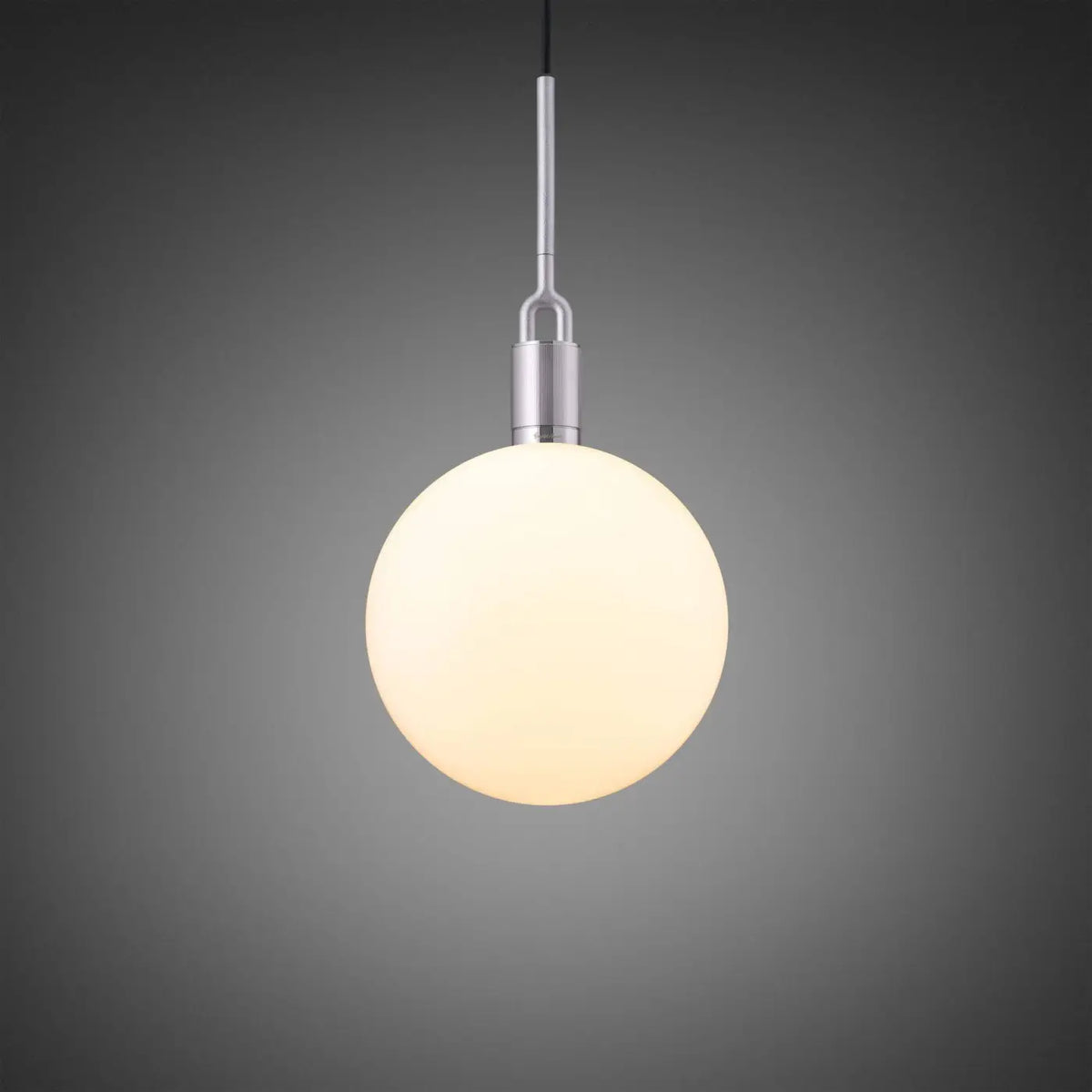 Suspension globe en verre soufflé fumé ou opale, câble 300 cm, argenté