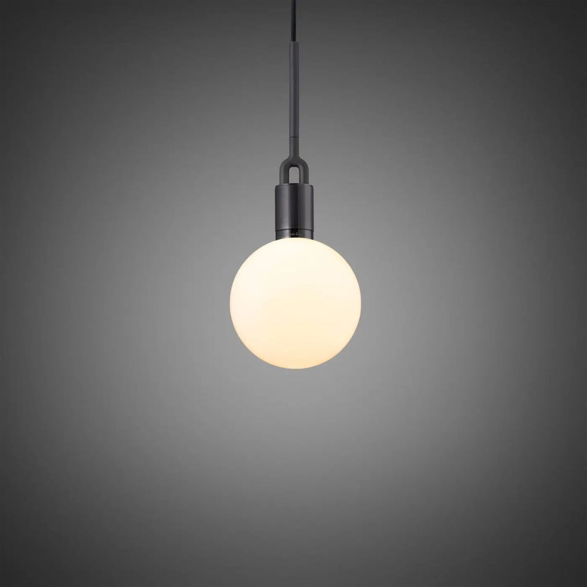 Suspension globe en verre soufflé fumé ou opale, câble 300 cm, gris