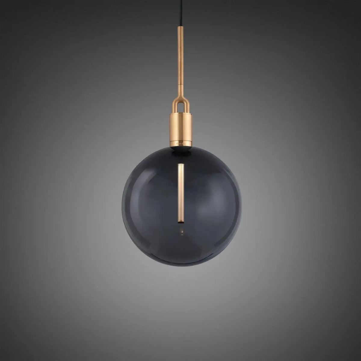 Suspension globe en verre soufflé fumé ou opale, câble 300 cm, doré