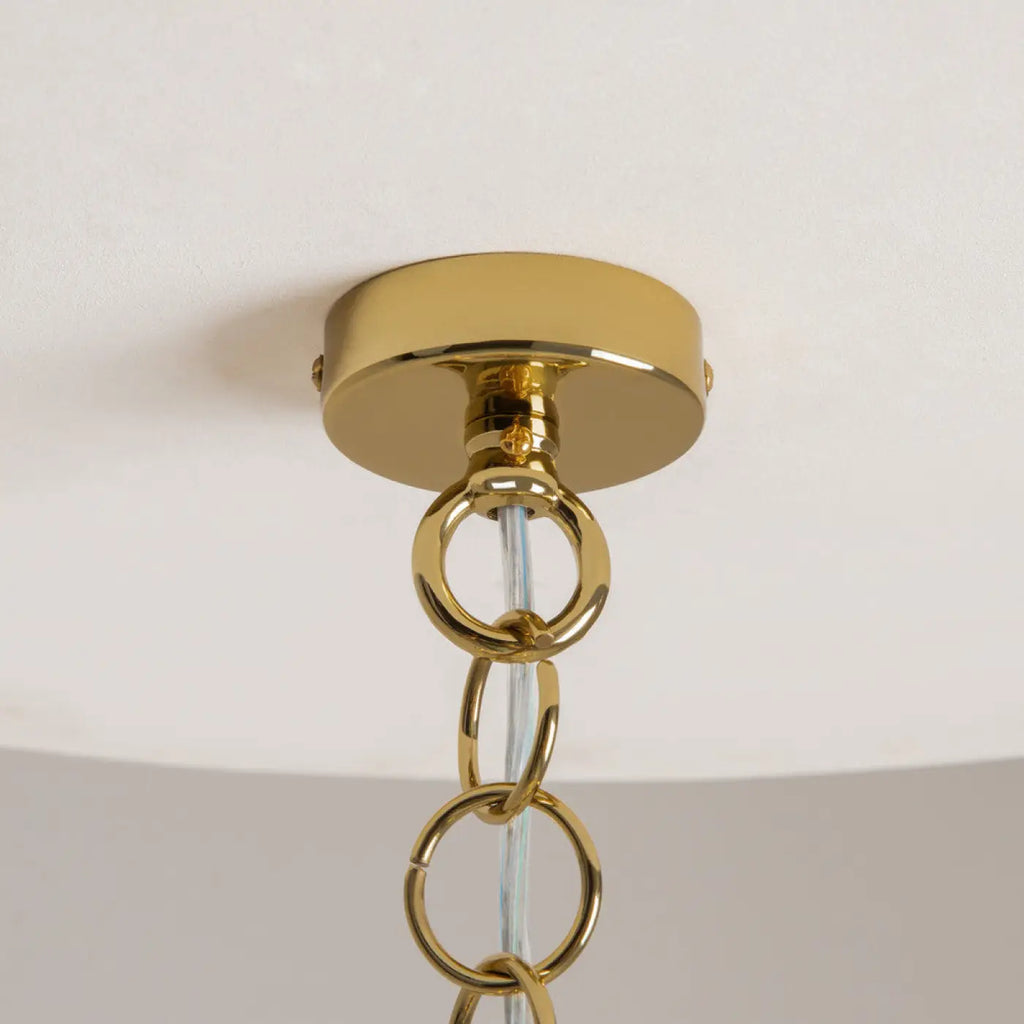 Lustre à cadres géométriques dorés, six lumières E14