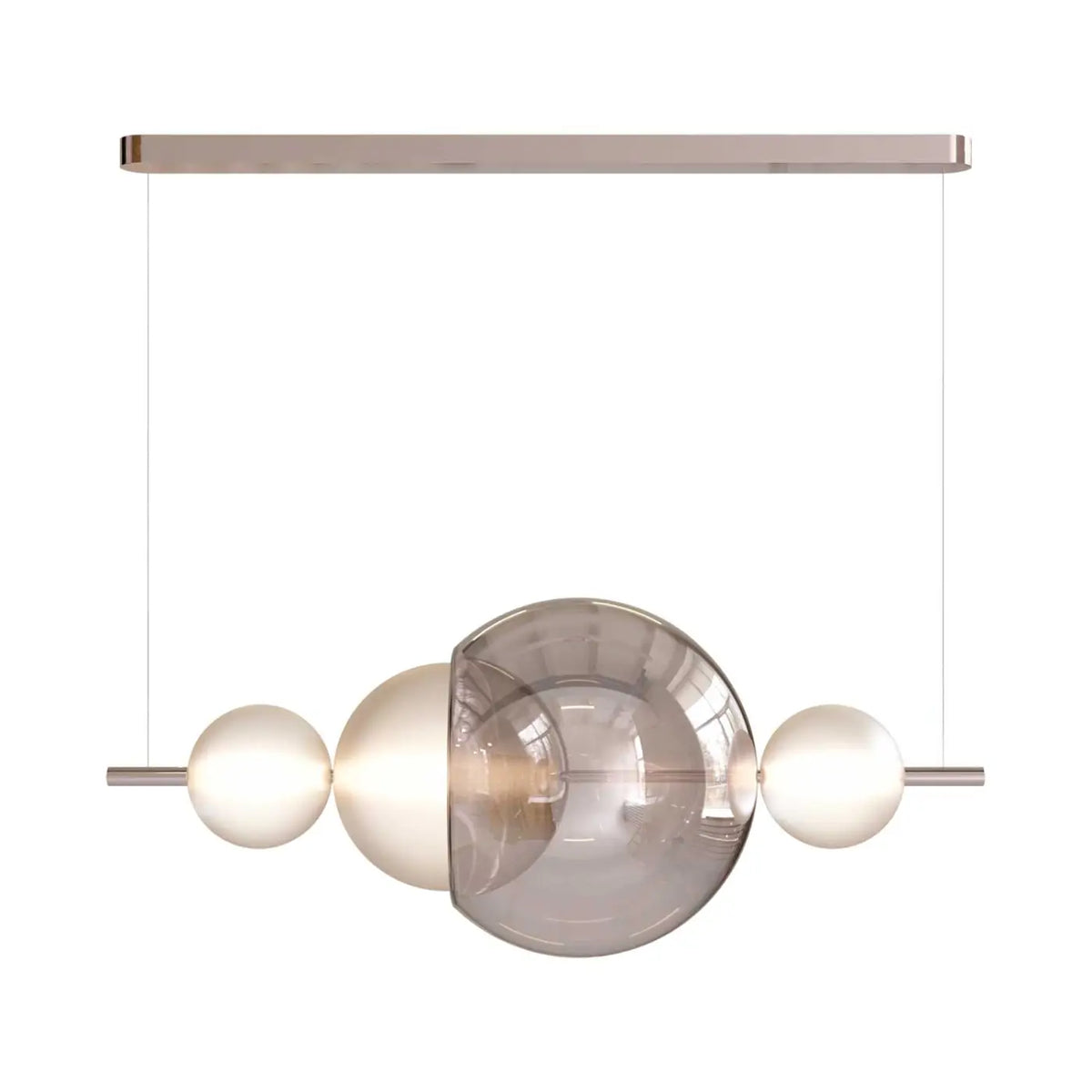 Suspension en sphères de verre sablé, 45 cm, LED 3000 K, rose