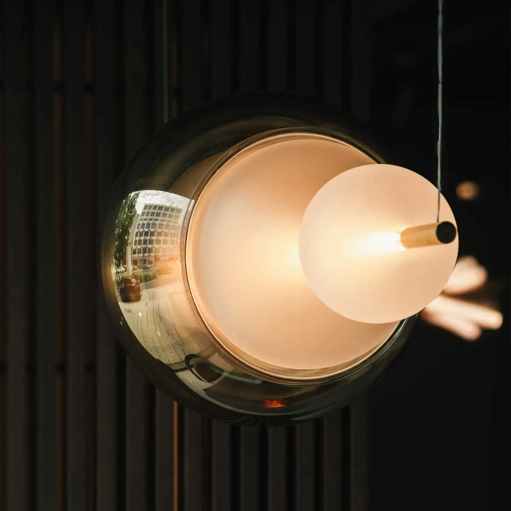 Suspension en sphères de verre sablé, 45 cm, LED 3000 K
