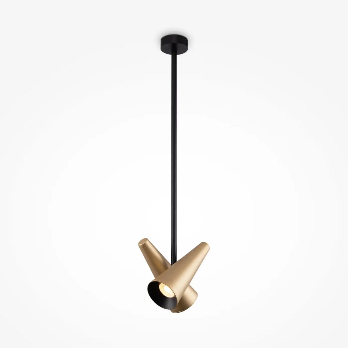 Suspension à deux spots orientables, finition laiton, 21 cm