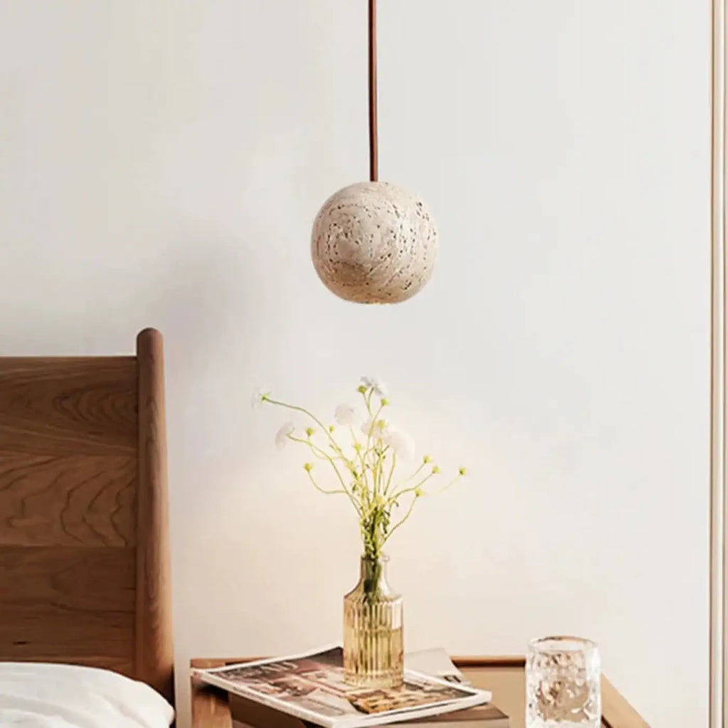 Suspension boule en béton et terrazzo, ligne minimaliste