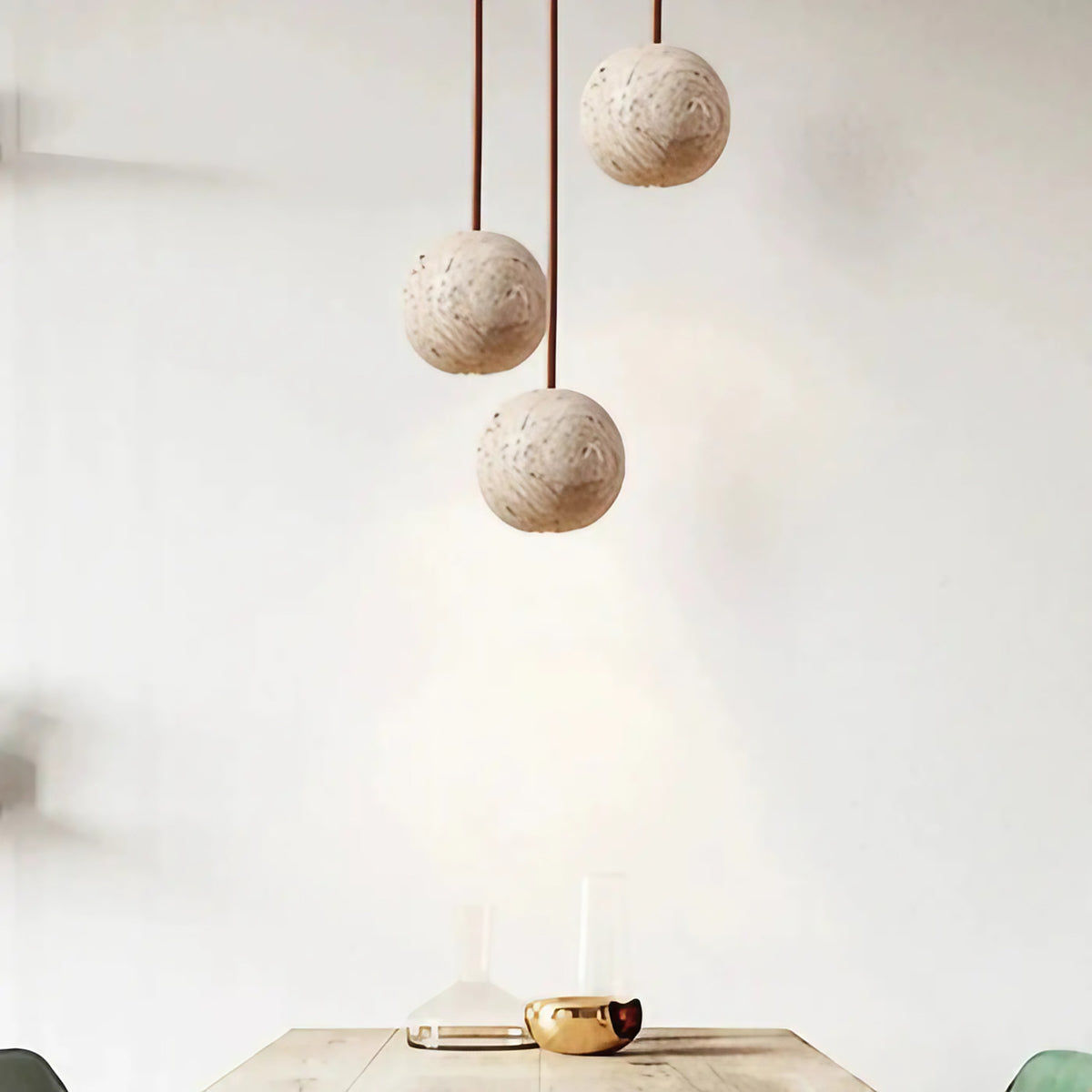 Suspension boule en béton et terrazzo, ligne minimaliste