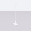 Suspension planète, globe opalin et anneau en acier, 20 cm, blanc