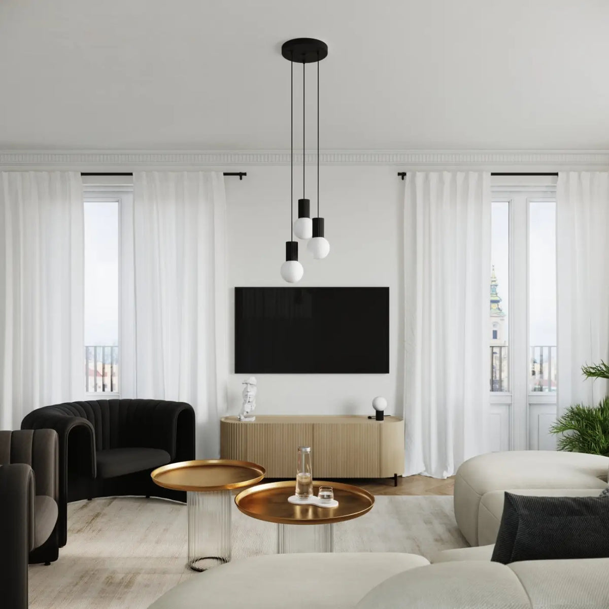 Petite suspension globe en verre opalin, col cannelé, 16 coloris