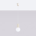 Petite suspension globe en verre opalin, col cannelé, 16 coloris, beige