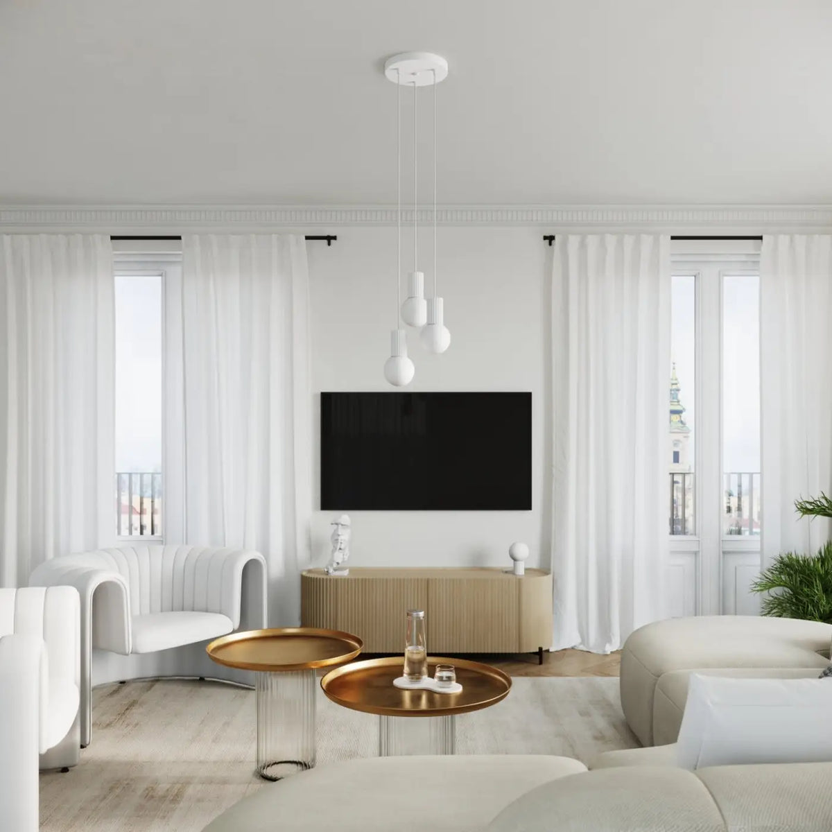 Petite suspension globe en verre opalin, col cannelé, 16 coloris