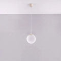 Suspension globe en verre blanc, monture en acier, 20 à 40 cm, beige