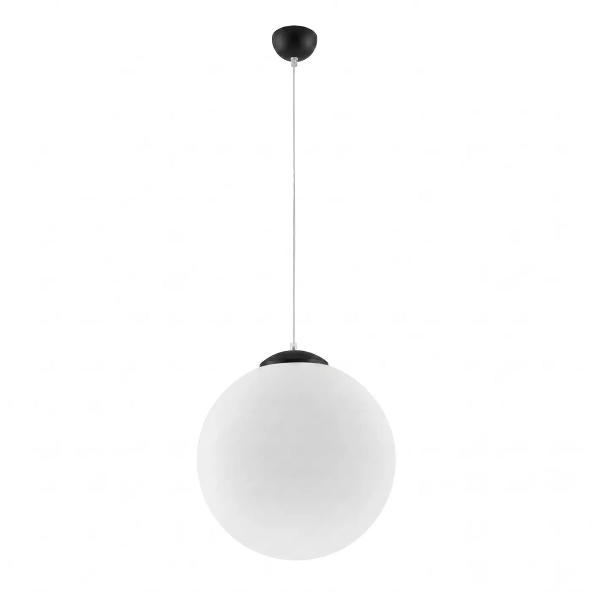 Suspension globe en verre blanc, monture en acier, 20 à 40 cm, noir