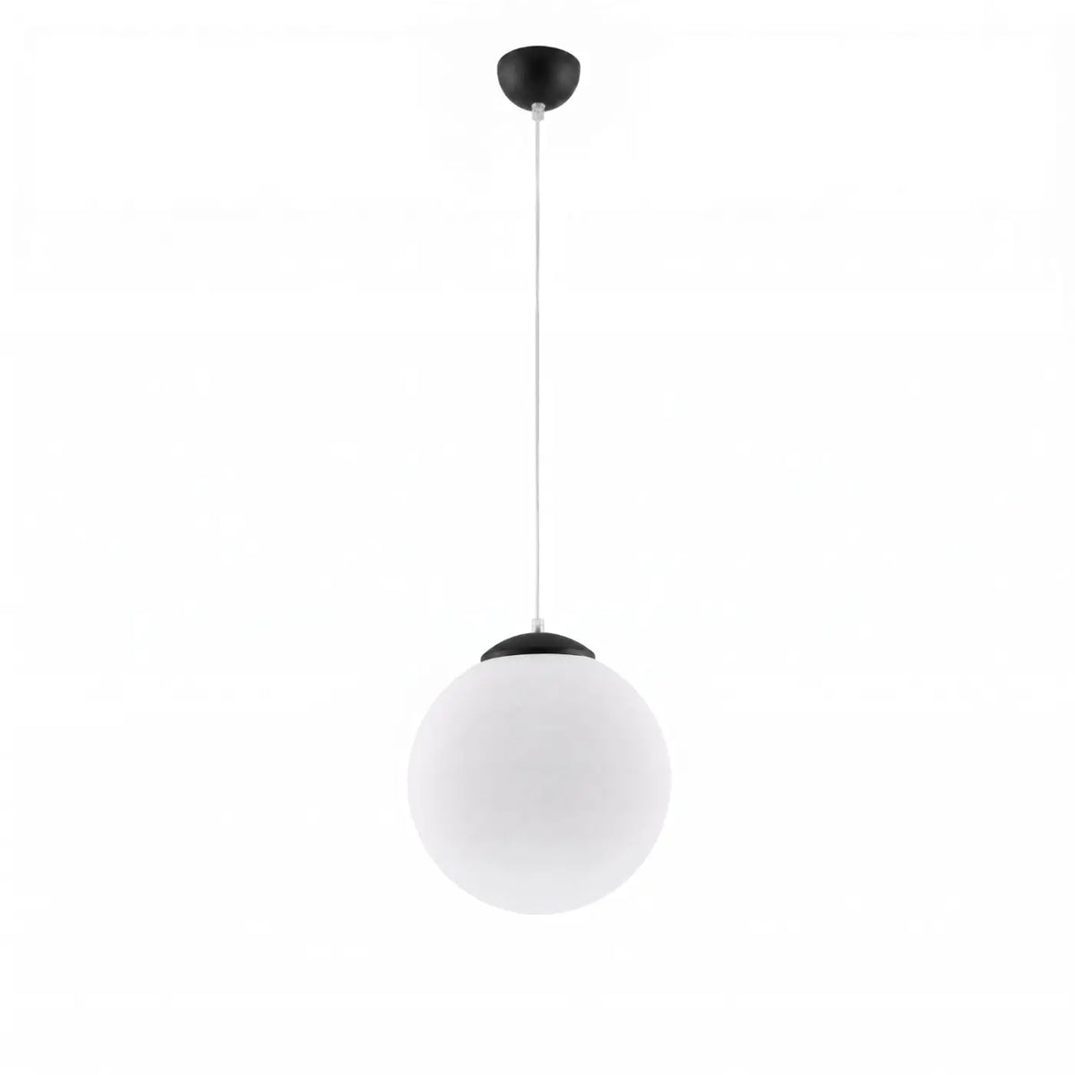 Suspension globe en verre blanc, monture en acier, 20 à 40 cm, noir