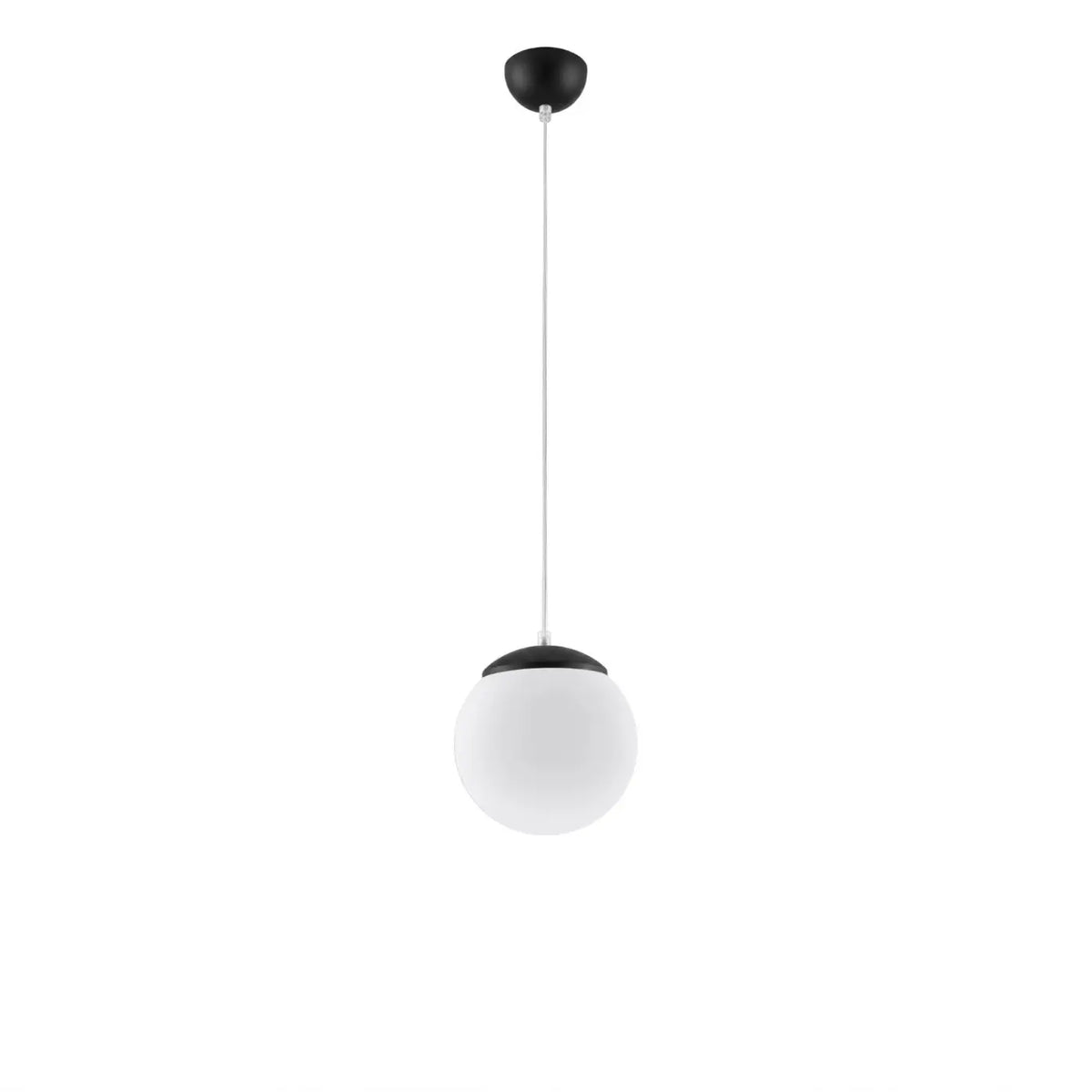 Suspension globe en verre blanc, monture en acier, 20 à 40 cm, noir