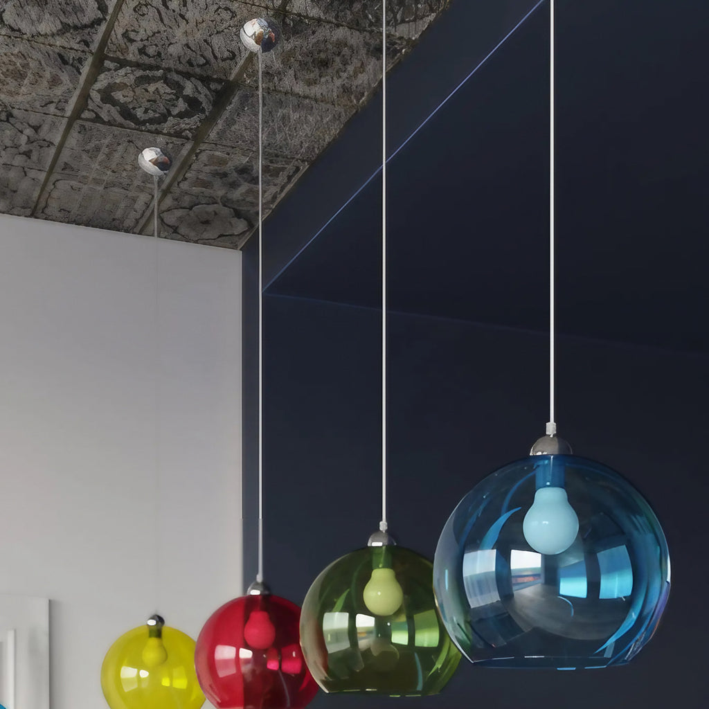 Suspension boule en verre de 30 cm, sept teintes au choix