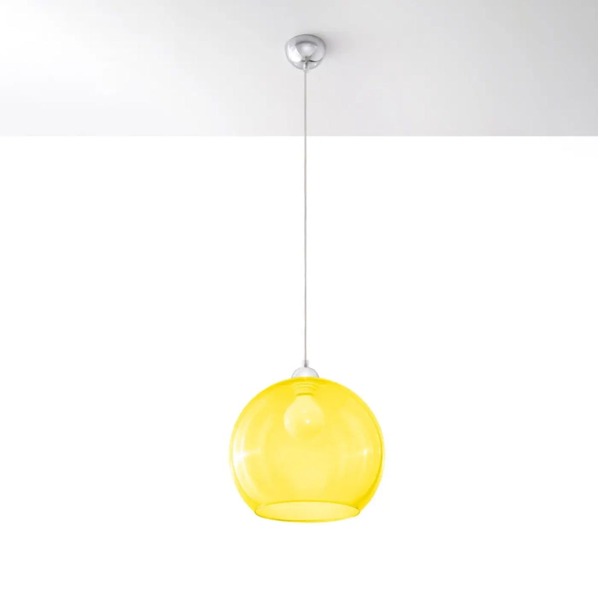 Suspension boule en verre de 30 cm, sept teintes au choix, jaune