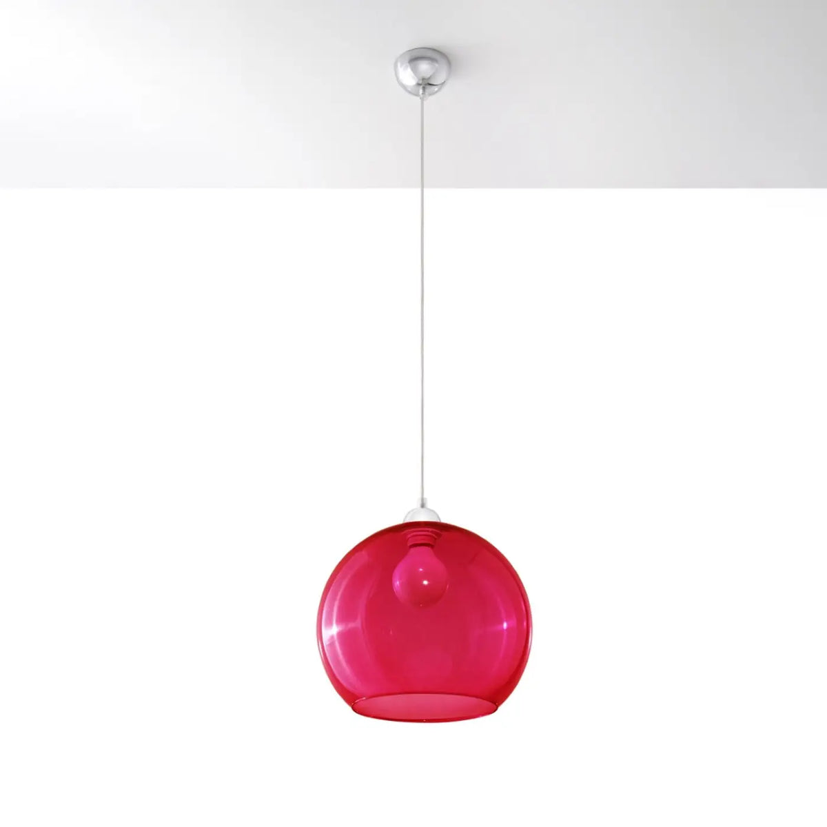 Suspension boule en verre de 30 cm, sept teintes au choix, rouge