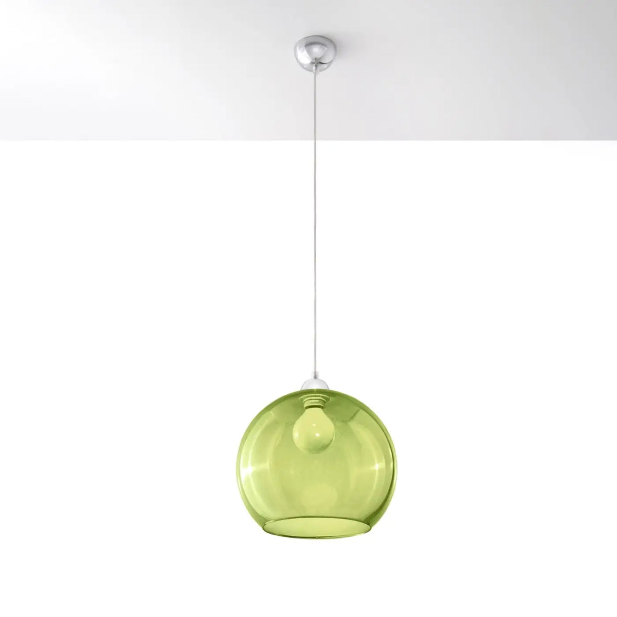 Suspension boule en verre de 30 cm, sept teintes au choix, vert