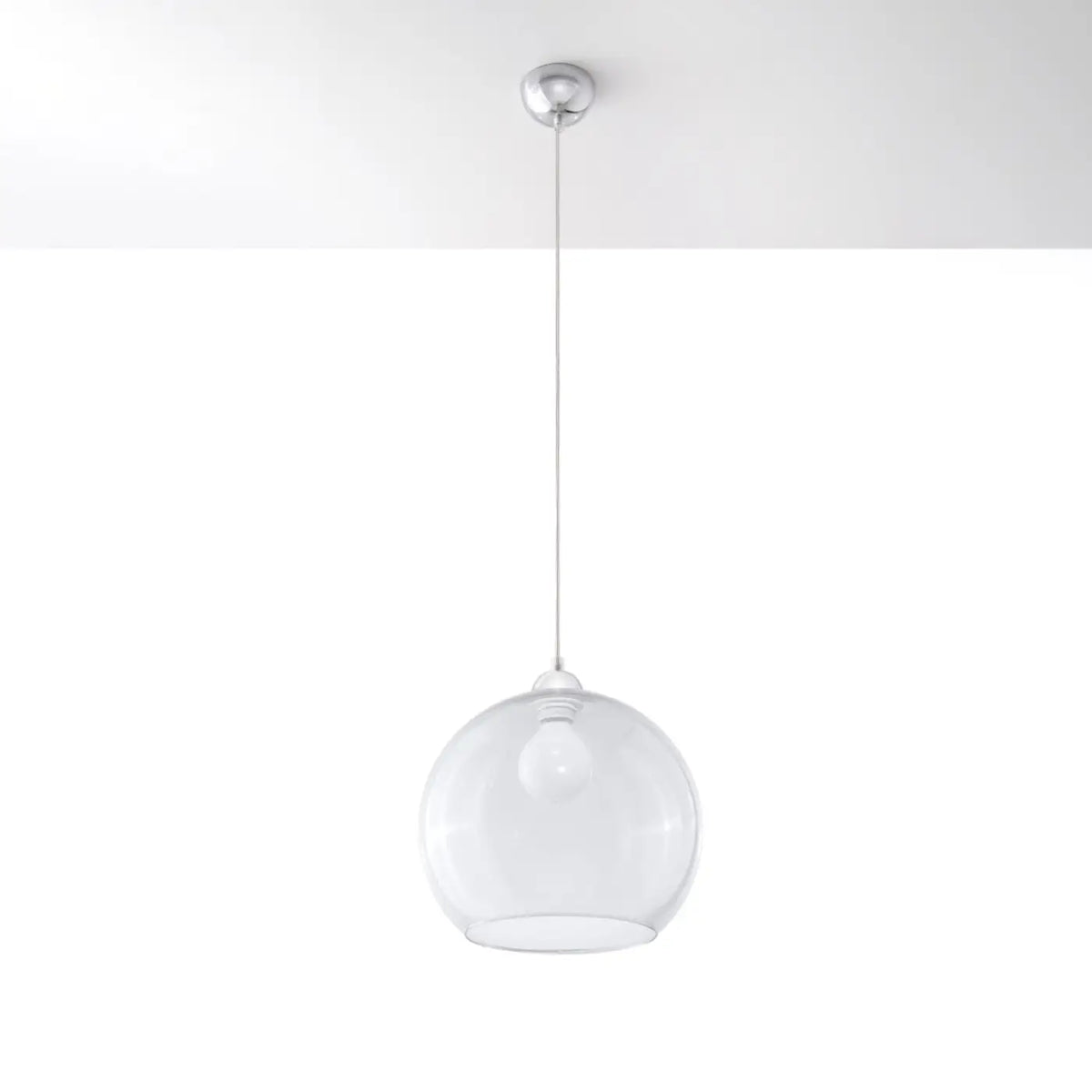 Suspension boule en verre de 30 cm, sept teintes au choix, transparent