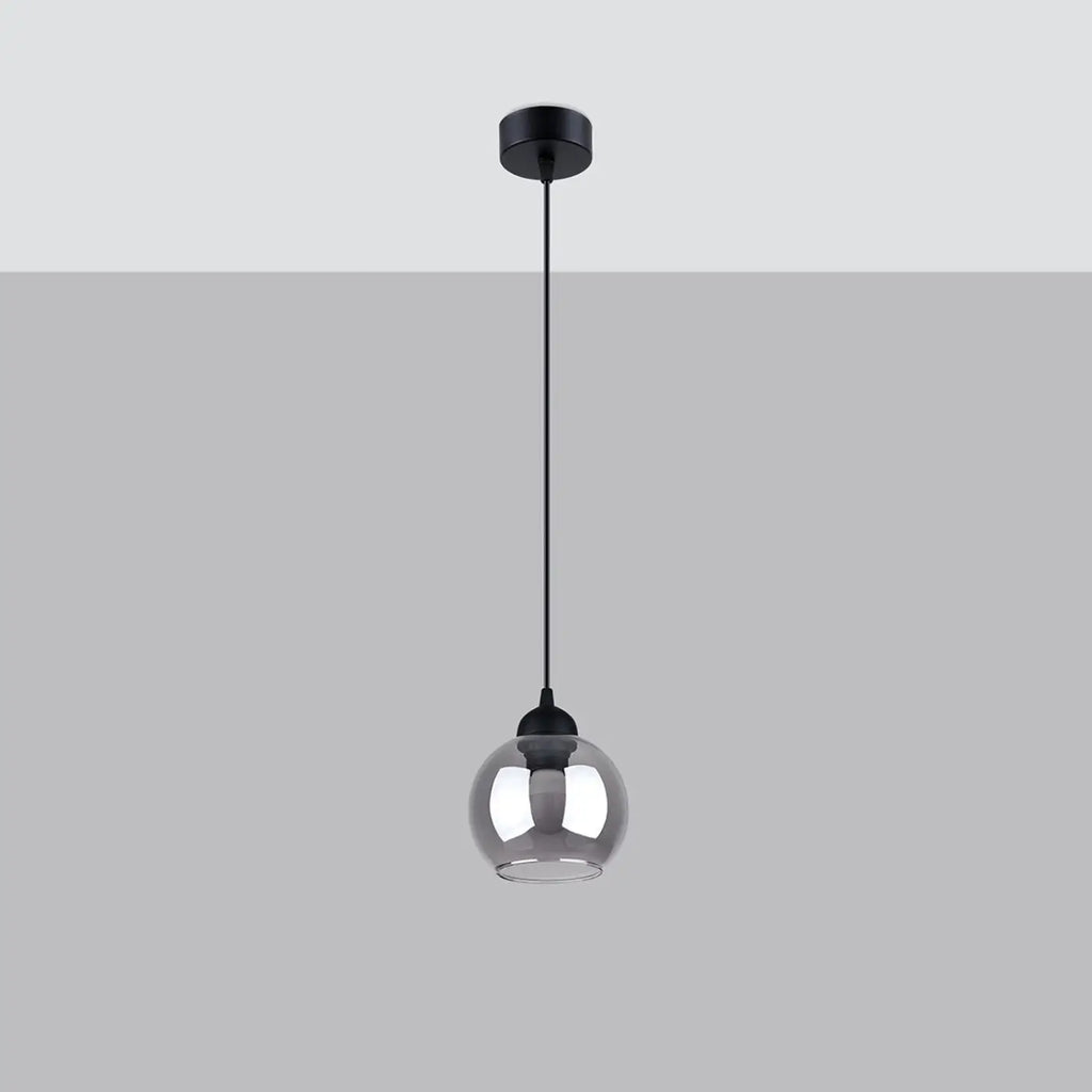 Suspension globe en verre fumé sur acier noir mat, 1 ou 3 lumières