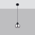 Suspension globe en verre fumé sur acier noir mat, 1 ou 3 lumières