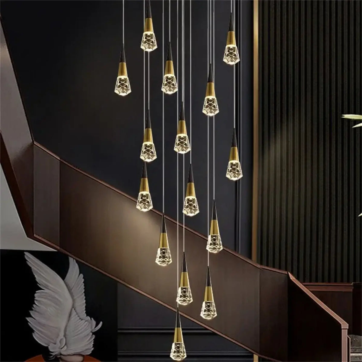 Suspension goutte noir et doré avec bulle de verre, S, M, L