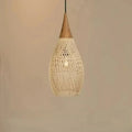 Suspension goutte en rotin et bois, style japonais, S ou M