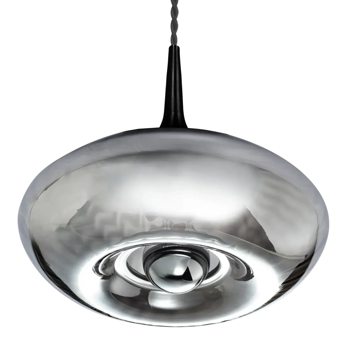 Suspension disque en verre soufflé, collerette dorée, 20 ou 28 cm, hématite