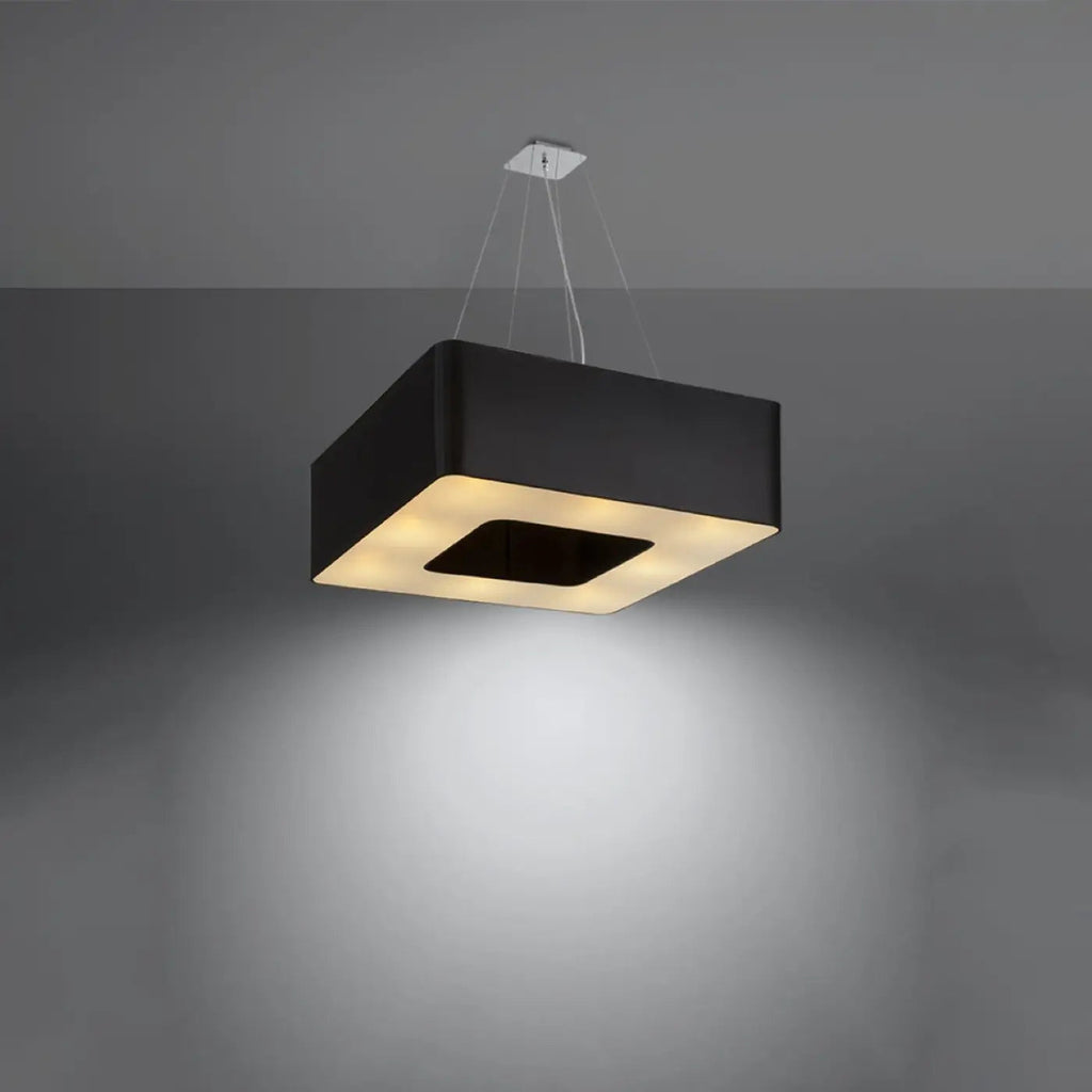 Grande suspension carrée en tissu, 60 ou 80 cm, 8 ampoules E27