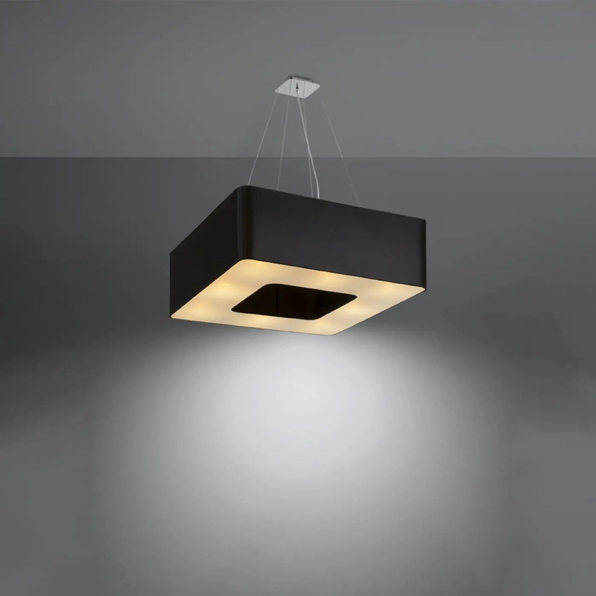 Grande suspension carrée en tissu, 60 ou 80 cm, 8 ampoules E27