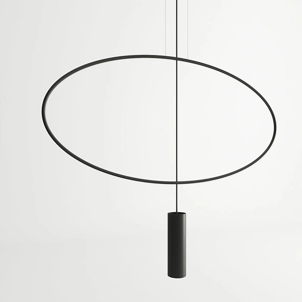 Suspension ovale en acier noir, profil fin, 81 ou 131 cm