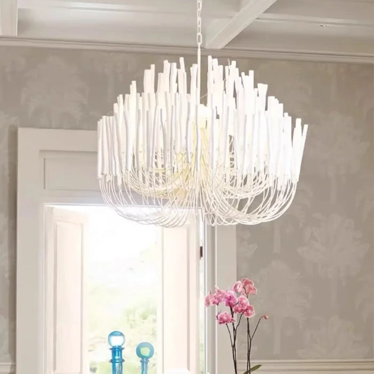 Suspension graphique filaire, blanche ou noire, huit tailles