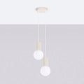 Suspension en grappe à globes de verre opalin, 2 ou 3 lumières, beige