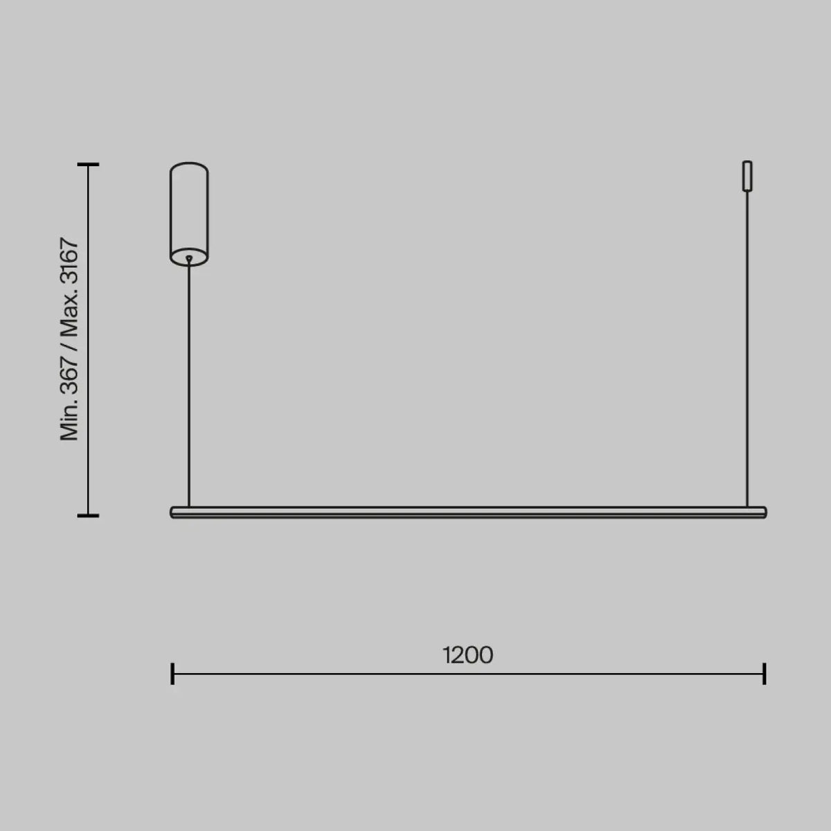 Suspension barre LED très fine en acier, 80 ou 120 cm