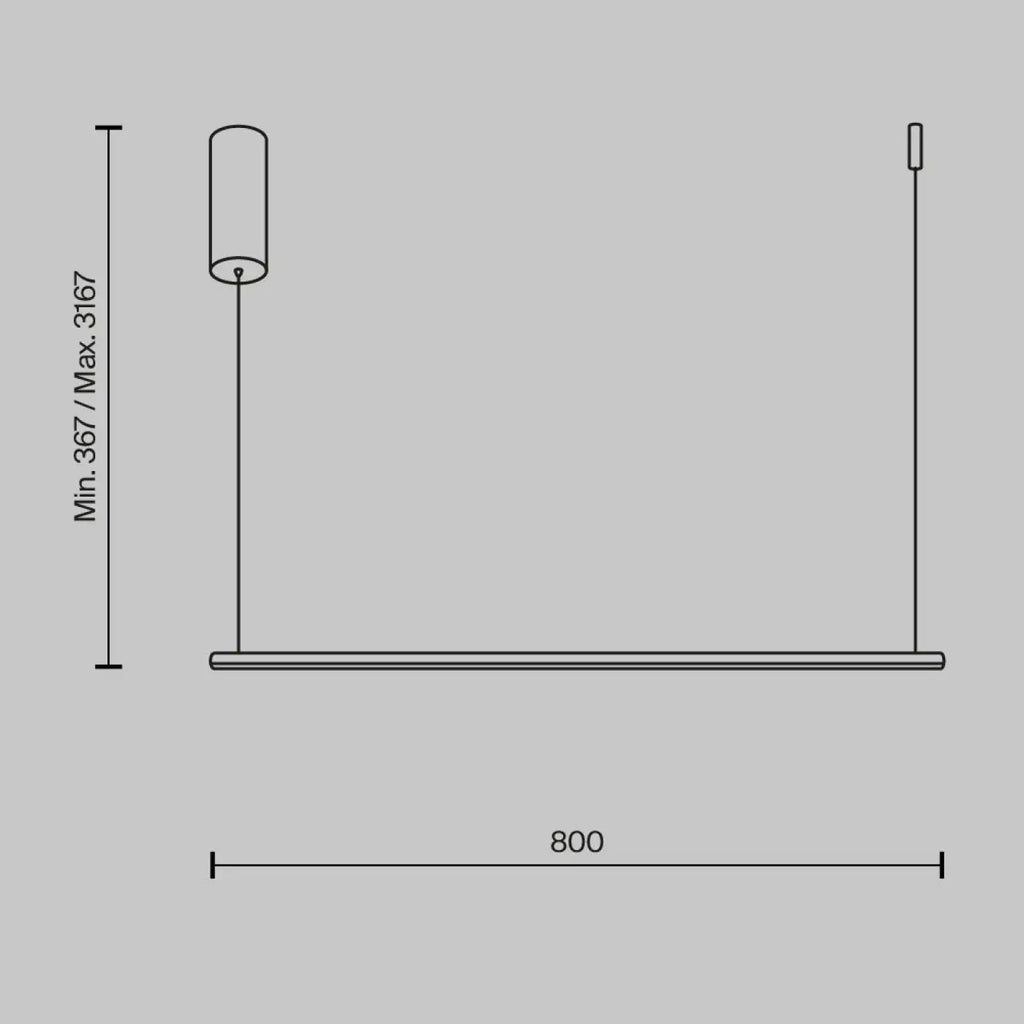 Suspension barre LED très fine en acier, 80 ou 120 cm