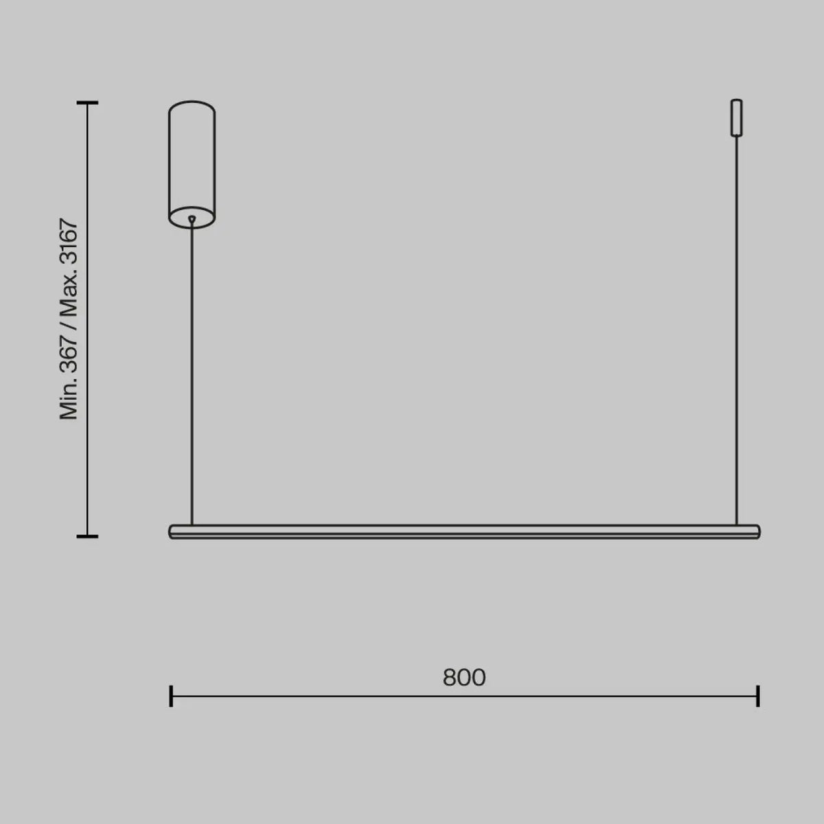 Suspension barre LED très fine en acier, 80 ou 120 cm