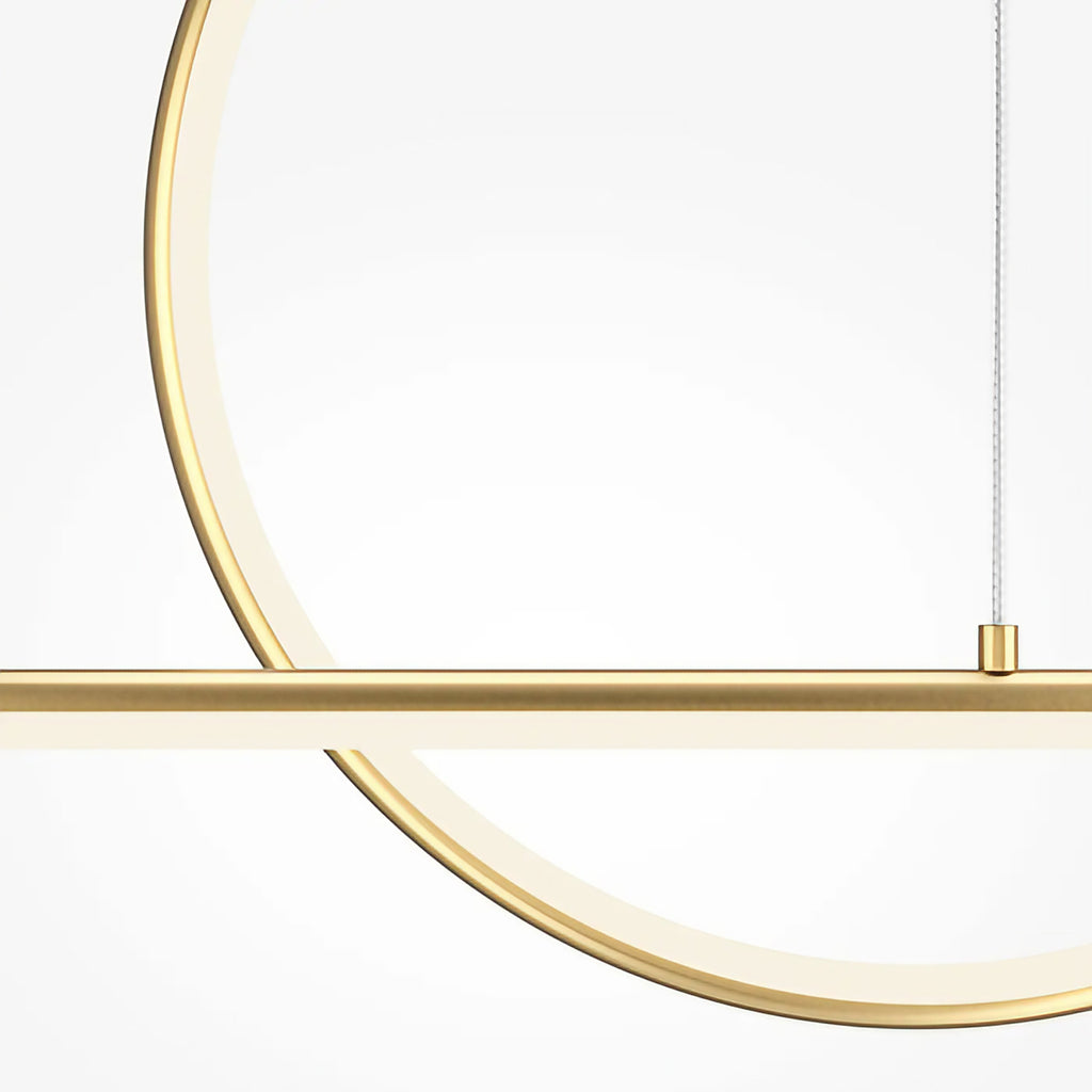 Suspension LED grand arc lumineux de 140 cm, acier doré ou noir