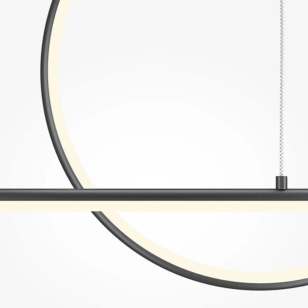 Suspension LED grand arc lumineux de 140 cm, acier doré ou noir