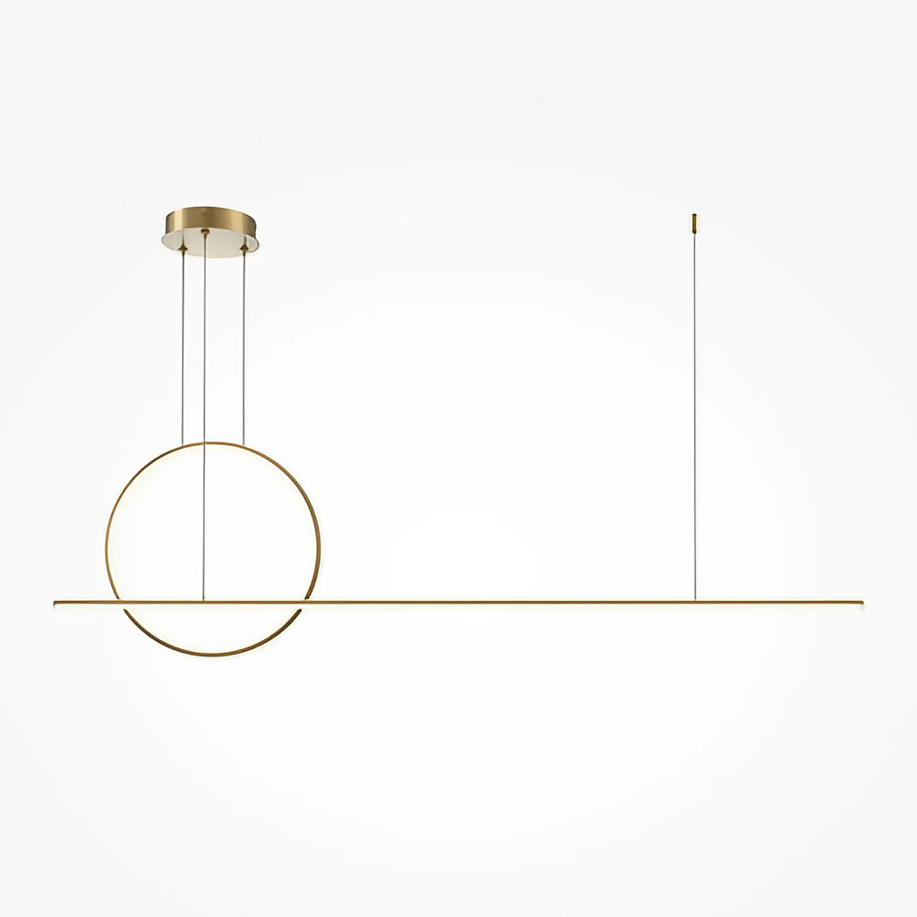 Suspension LED grand arc lumineux de 140 cm, acier doré ou noir, doré