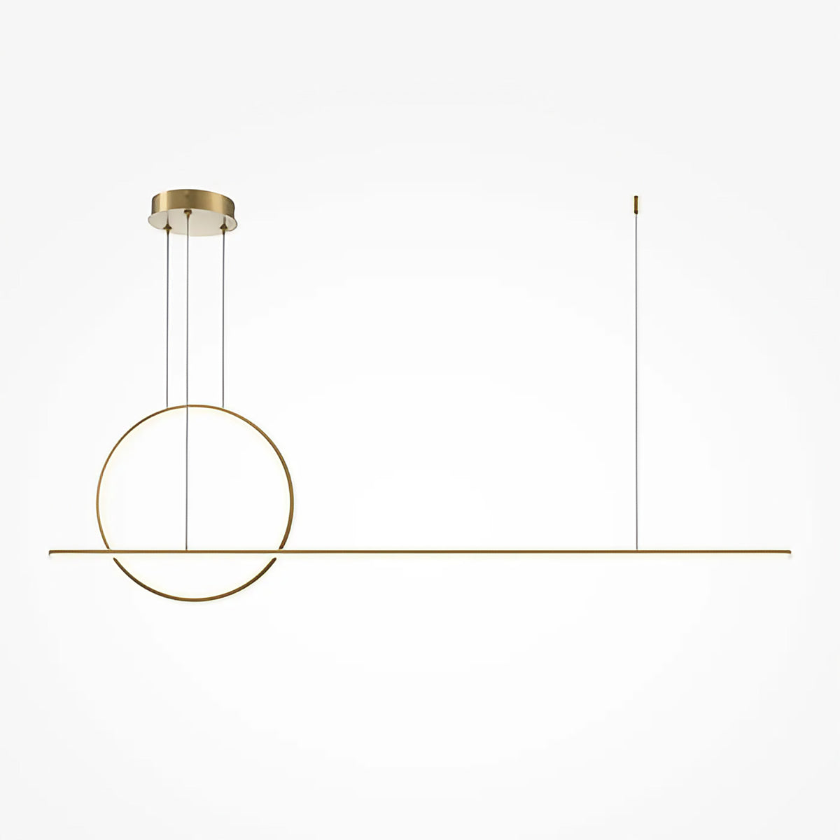 Suspension LED grand arc lumineux de 140 cm, acier doré ou noir, doré