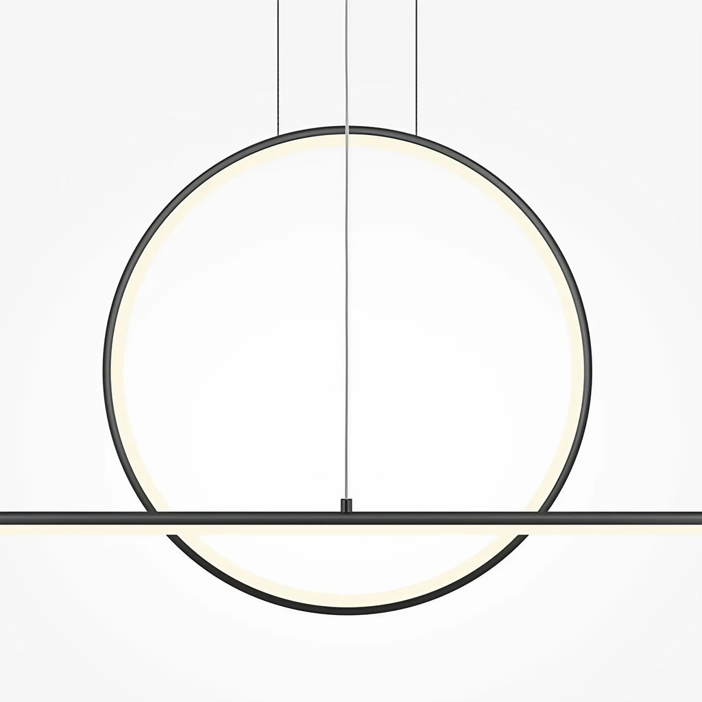 Suspension LED grand arc lumineux de 140 cm, acier doré ou noir