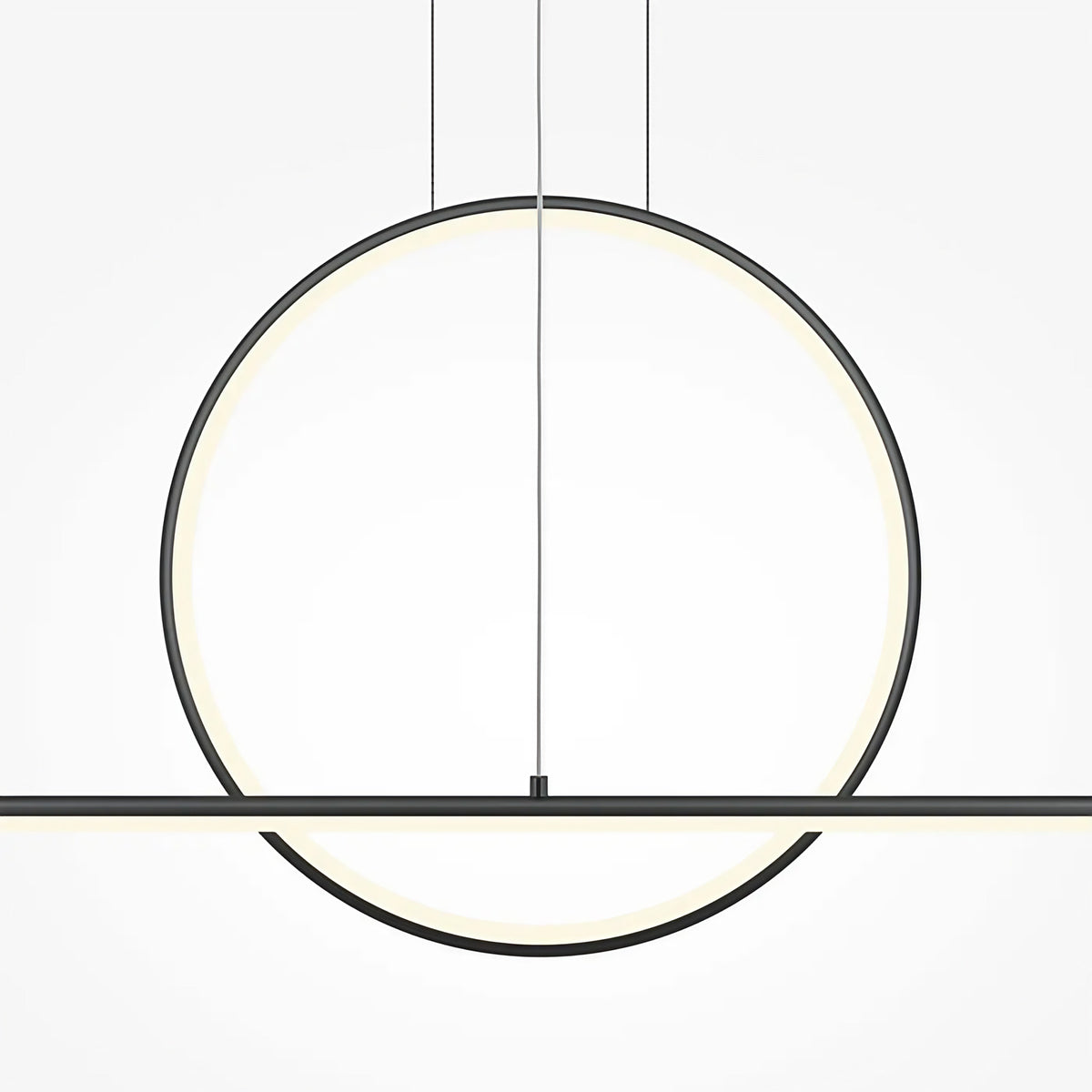 Suspension LED grand arc lumineux de 140 cm, acier doré ou noir
