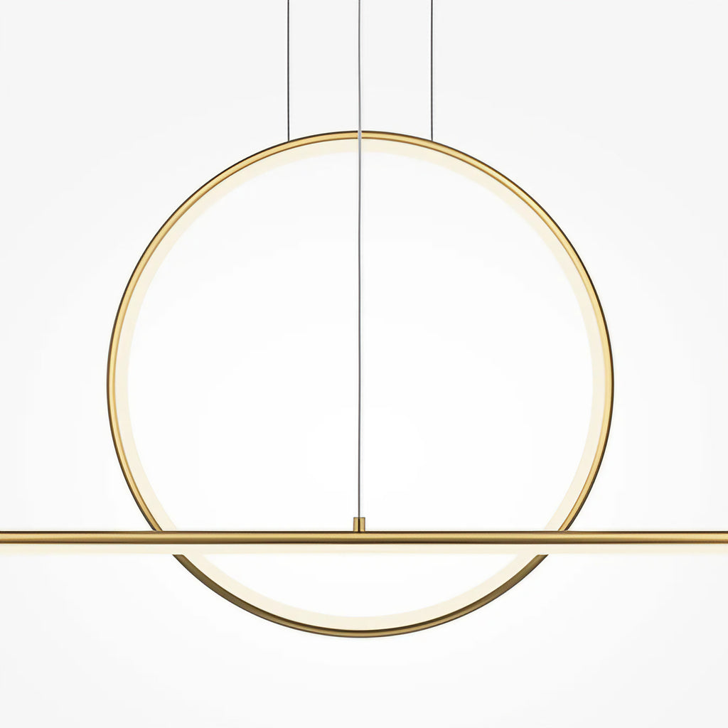 Suspension LED grand arc lumineux de 140 cm, acier doré ou noir